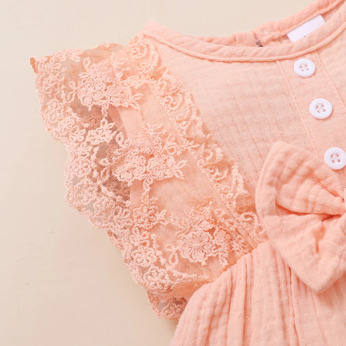 Baby Girl Lace Flared Sleeve Romper Set